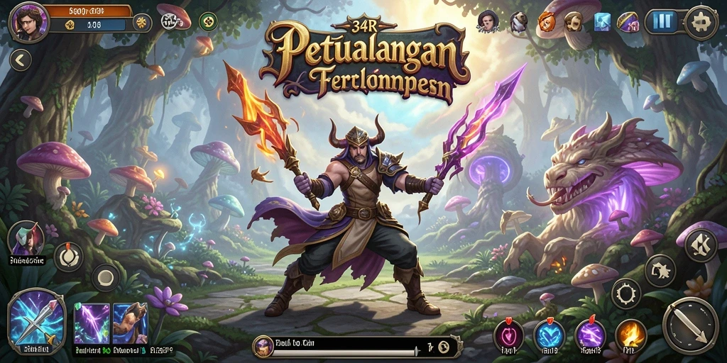 Tangkapan layar menampilkan aksi seru di dalam permainan RPG 34R.