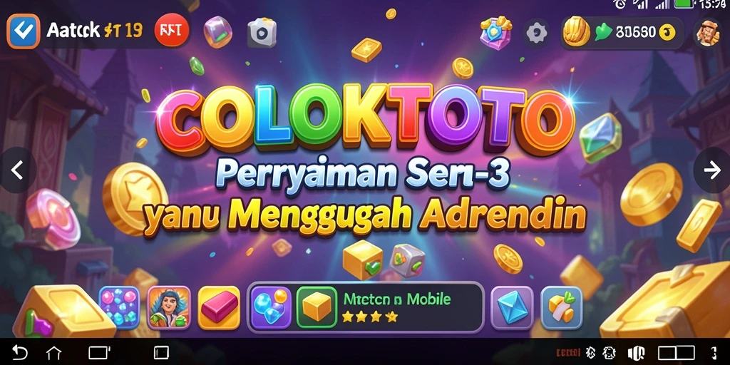Screenshot COLOKTOTO menampilkan gameplay Match-3 yang seru dan penuh warna.