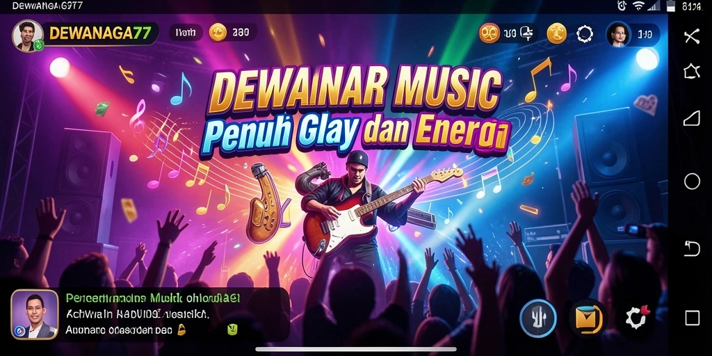 Screenshot DEWANAGA77 yang menampilkan gameplay interaktif musik.