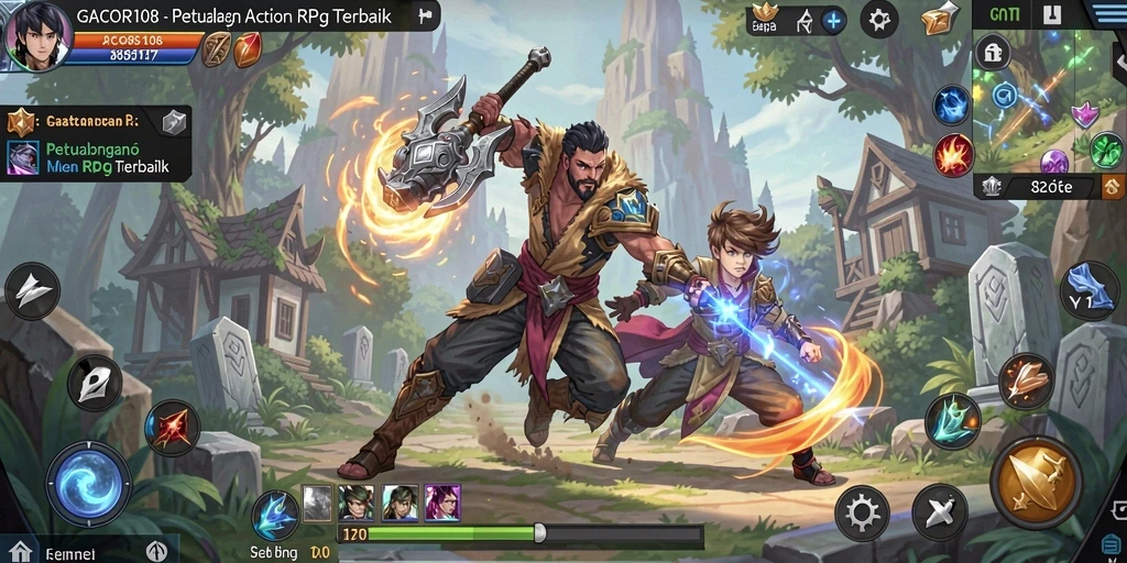 Screenshot gameplay GACOR108 menampilkan aksi pertempuran yang seru.