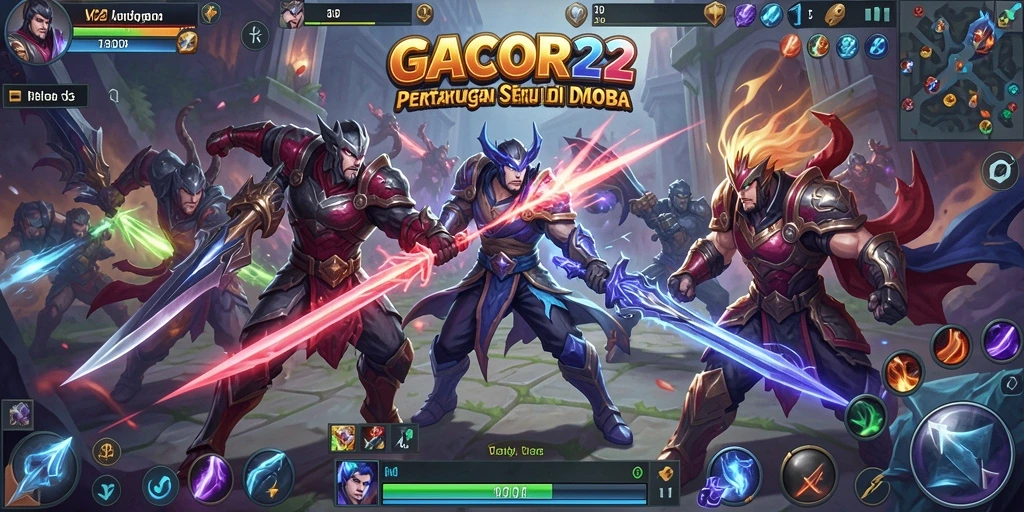 Gameplay seru dan menarik dalam GACOR22 di arena MOBA.
