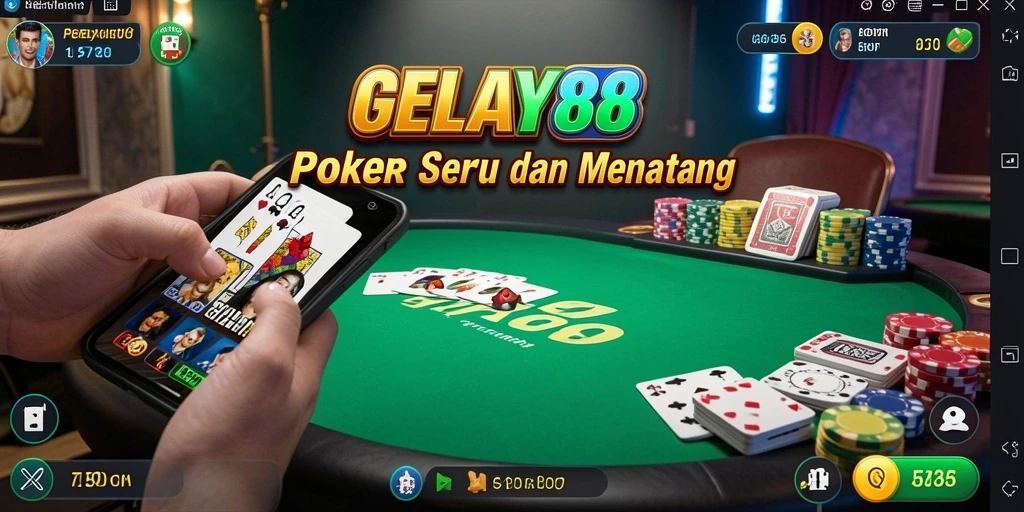 Tampilan gameplay seru di GELAY88 dengan pemain yang menikmati poker.