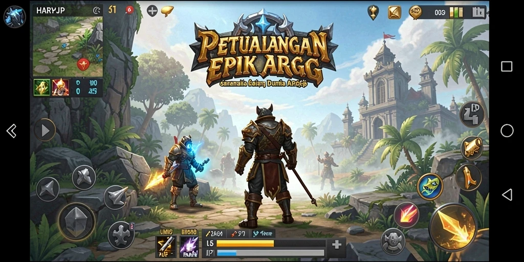 Screenshot gameplay menampilkan aksi pertarungan intens dalam HARAPJP.