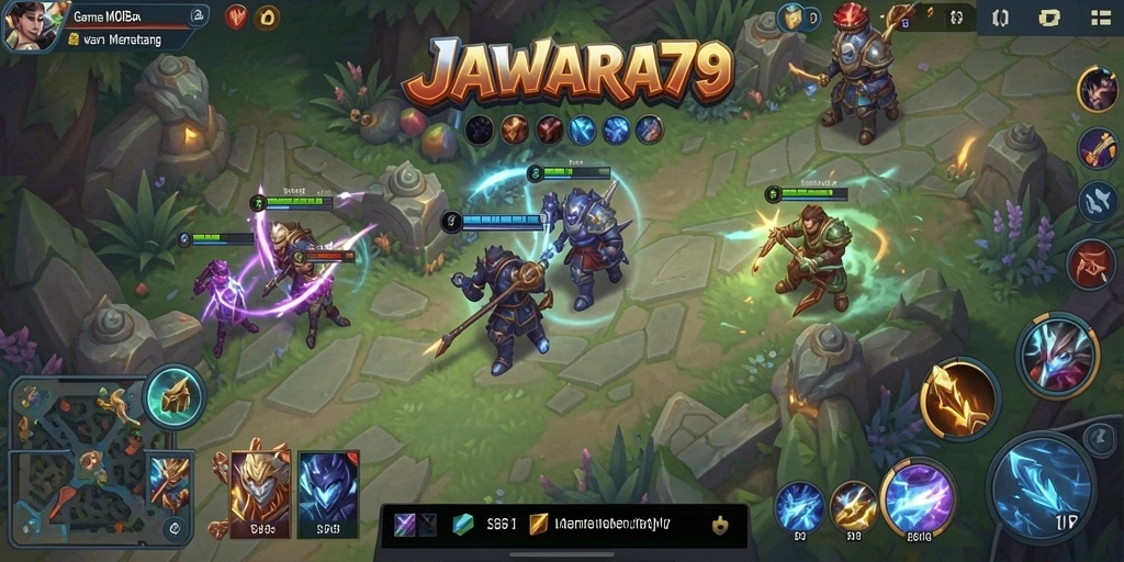 Screenshot gameplay seru JAWARA79 dalam aksi MOBA.