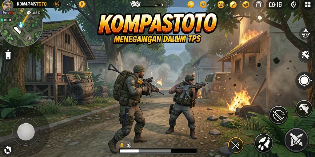 Screenshot utama KOMPASTOTO menampilkan aksi pertempuran yang mendebarkan.