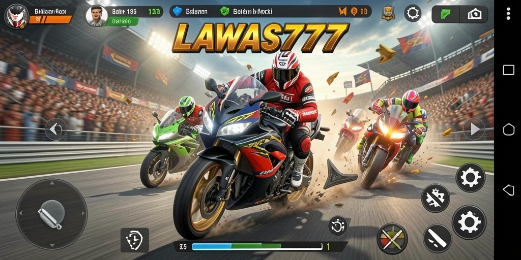Tampilan gameplay seru dalam balapan motor di LAWAS777.