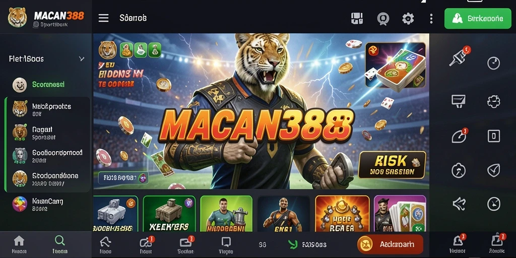 Screenshot gameplay yang menunjukkan antarmuka aplikasi Sportsbook MACAN388.