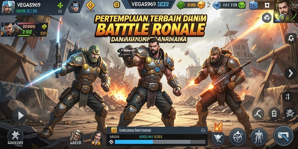 Screenshot menunjukkan aksi seru dalam pertempuran Battle Royale.