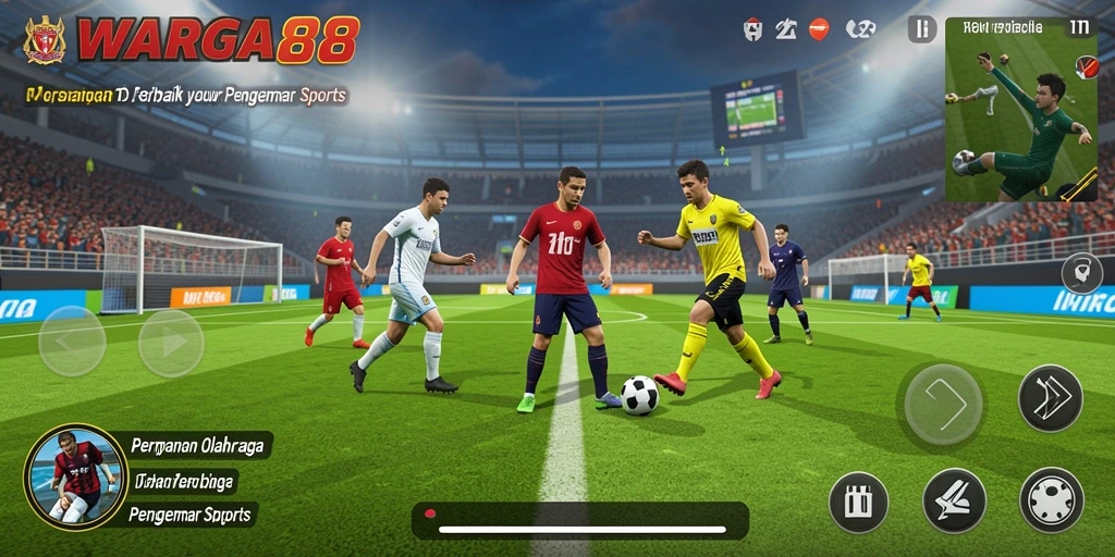 Screenshot gameplay WARGA88 menunjukkan aksi seru dalam pertandingan olahraga.