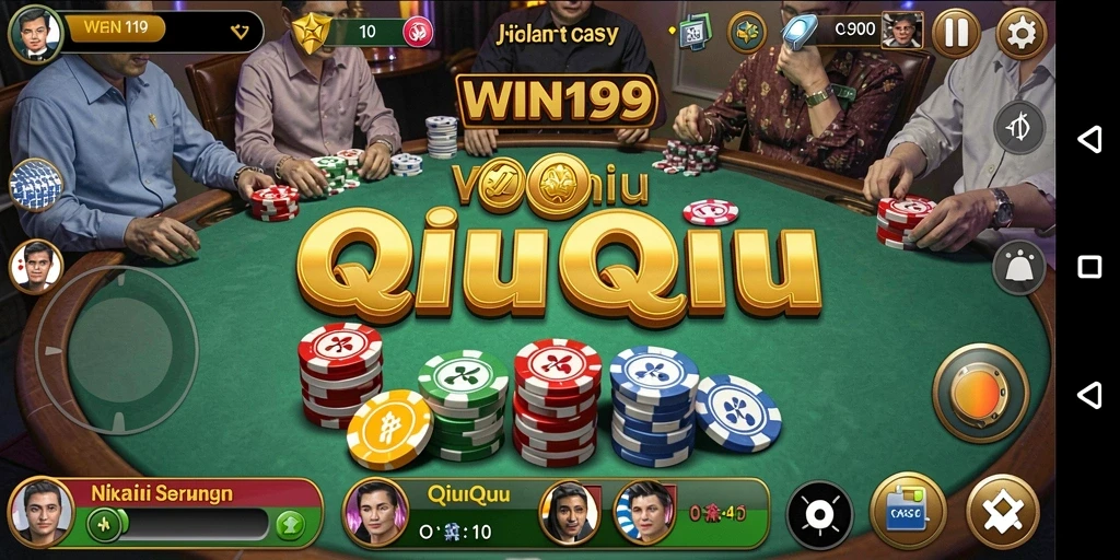 Screenshot utama dari WIN199 menampilkan gameplay QiuQiu yang menegangkan.