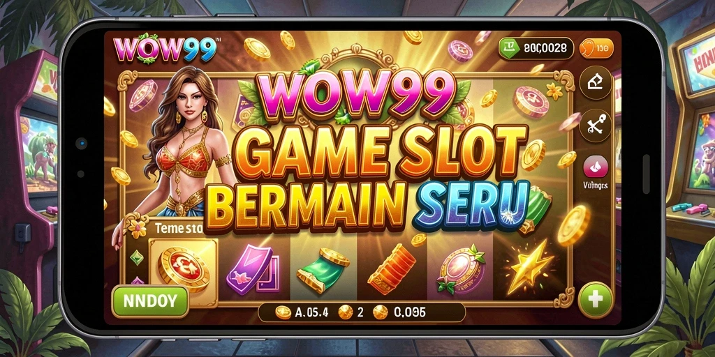 Tampilan gameplay WOW99 dengan simbol slot yang berkilauan.